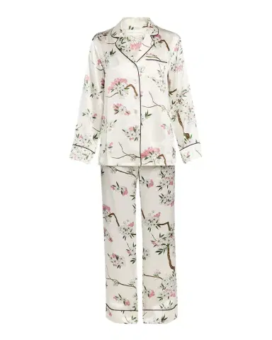 Olivia von Halle Lila Ana Blossom-Print Silk Satin Pajama Set | Thumbnail 1 Olivia von Halle Lila Ana Blossom-Print Silk Satin Pajama Set | Thumbnail 1