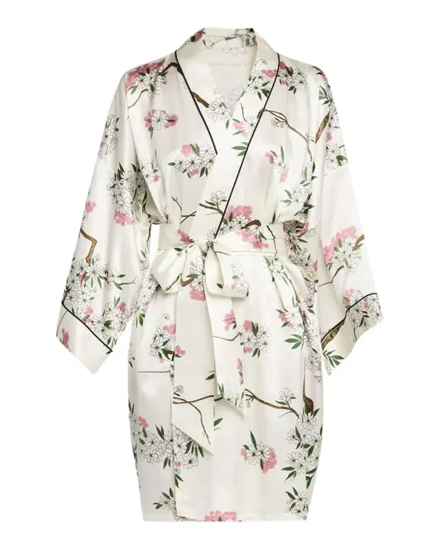 Mimi Ana Blossom-Print Silk Robe