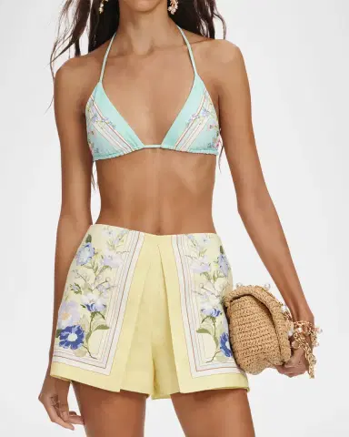 Self-Portrait Floral Linen Shorts | Thumbnail 5 Self-Portrait Floral Linen Shorts | Thumbnail 5