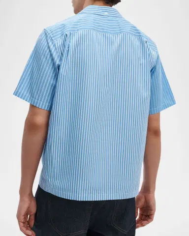 rag & bone Men's Avery Poplin Stripe Short-Sleeve Shirt | Thumbnail 3 rag & bone Men's Avery Poplin Stripe Short-Sleeve Shirt | Thumbnail 3