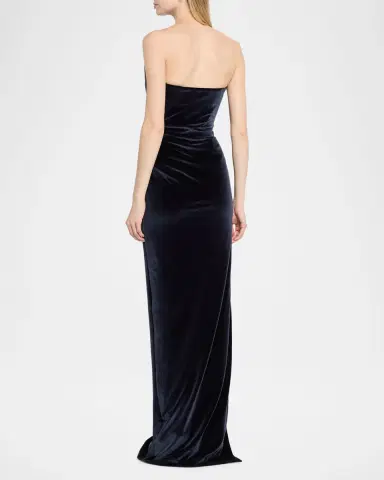 PAMELLA ROLAND Strapless Crystal Embellished Velvet Column Gown | Thumbnail 3 PAMELLA ROLAND Strapless Crystal Embellished Velvet Column Gown | Thumbnail 3