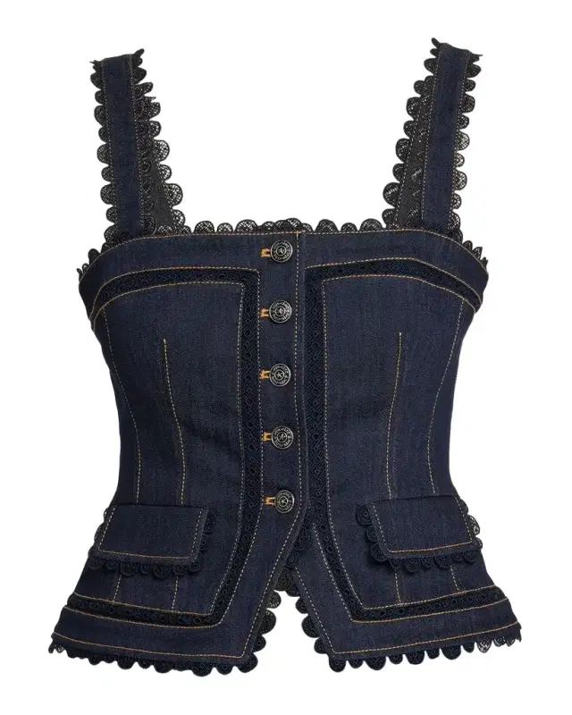Cotton-Blend Lace-Trim Top