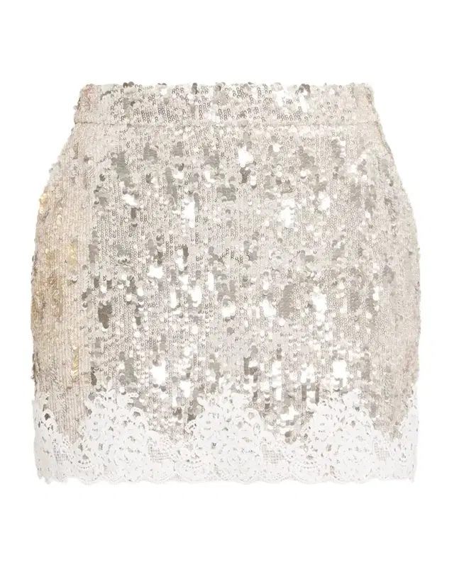 Janet Sequined Lace Mini Skirt