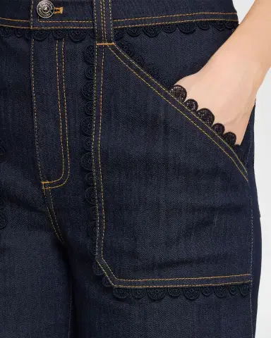 Cinq à Sept Scalloped Lace-Trimmed Wide-Leg Jeans | Thumbnail 5 Cinq à Sept Scalloped Lace-Trimmed Wide-Leg Jeans | Thumbnail 5