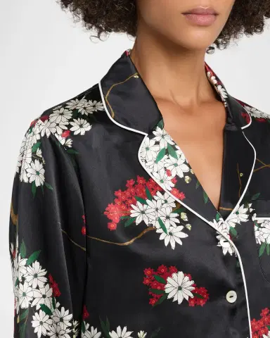 Olivia von Halle Lila Rene Blossom-Print Silk Satin Pajama Set | Thumbnail 5 Olivia von Halle Lila Rene Blossom-Print Silk Satin Pajama Set | Thumbnail 5