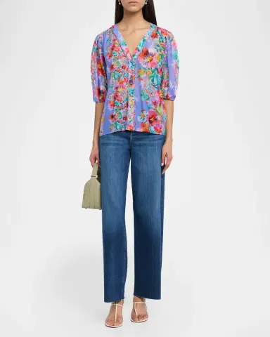 Johnny Was Mirrian Floral Cotton-Silk Blouse | Thumbnail 2 Johnny Was Mirrian Floral Cotton-Silk Blouse | Thumbnail 2
