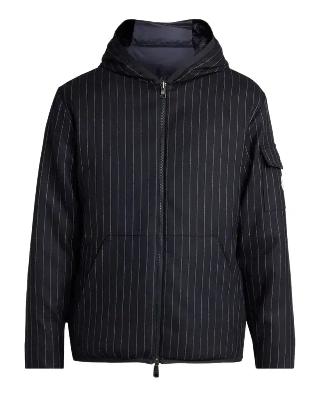 Moncler Men 's Ceze Reversible Pinstripe Wool Down Jacket