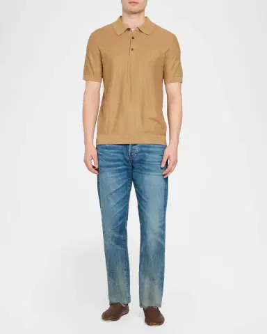 Theory Men's Silk-Cotton Polo Shirt | Thumbnail 2 Theory Men's Silk-Cotton Polo Shirt | Thumbnail 2