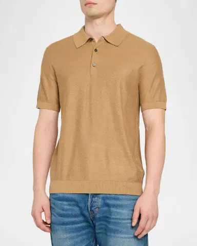 Theory Men's Silk-Cotton Polo Shirt | Thumbnail 4 Theory Men's Silk-Cotton Polo Shirt | Thumbnail 4