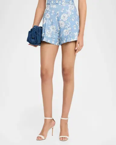 Generation Love Carmine Floral Linen Shorts | Thumbnail 4 Generation Love Carmine Floral Linen Shorts | Thumbnail 4