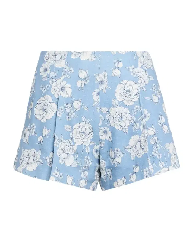 Carmine Floral Linen Shorts