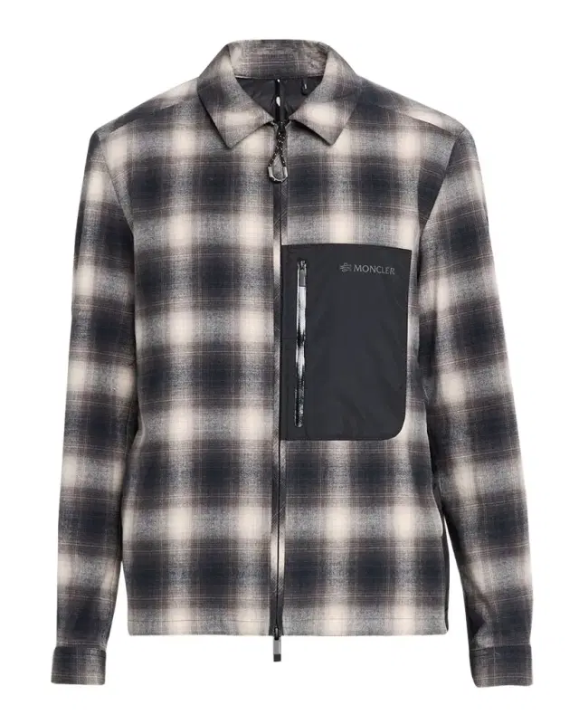 Moncler Grenoble Men 's Plaid Mixed-Media Jacket