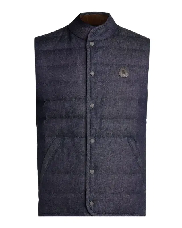 Moncler Men 's Liorane Denim Down Vest