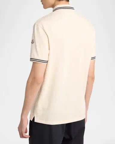 Moncler Men's Striped Cotton Pique Polo Shirt | Thumbnail 3 Moncler Men's Striped Cotton Pique Polo Shirt | Thumbnail 3