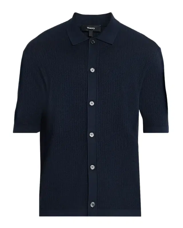 Theory Men 's Cotton Mesh Knit Short-Sleeve Shirt