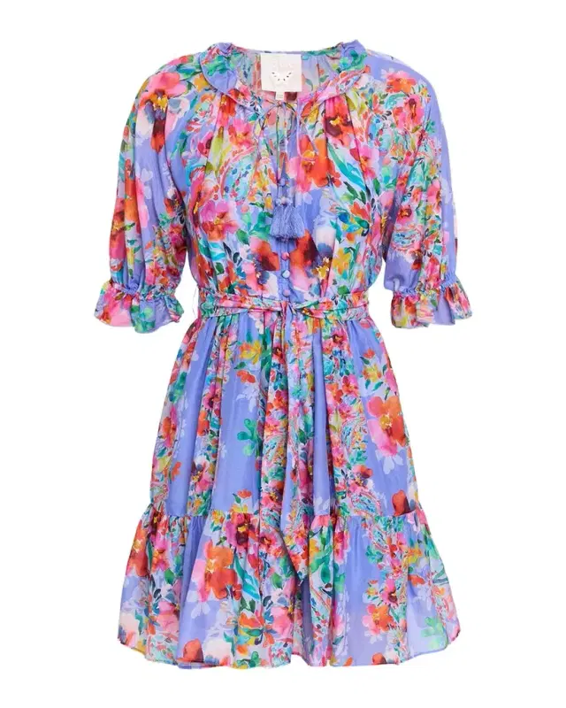 Johnny Was Suzy Floral-Print Ruffle Mini Dress