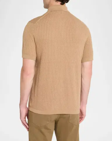 Theory Men's Cotton Cable Knit Polo Shirt | Thumbnail 3 Theory Men's Cotton Cable Knit Polo Shirt | Thumbnail 3