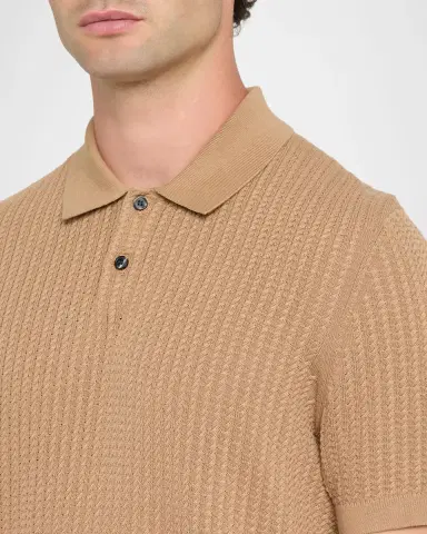 Theory Men's Cotton Cable Knit Polo Shirt | Thumbnail 5 Theory Men's Cotton Cable Knit Polo Shirt | Thumbnail 5