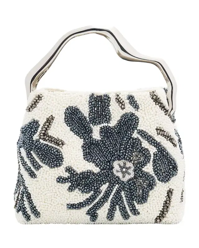 Cult Gaia Solene Mini Sculptural Beaded Top-Handle Bag