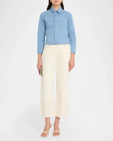 L'Agence Janelle Raw-Edge Button-Front Denim Shirt | Thumbnail 2 L'Agence Janelle Raw-Edge Button-Front Denim Shirt | Thumbnail 2