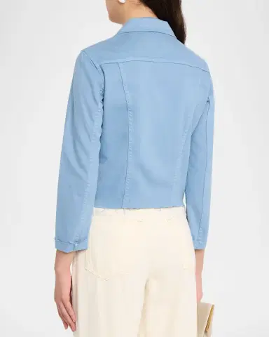 L'Agence Janelle Raw-Edge Button-Front Denim Shirt | Thumbnail 3 L'Agence Janelle Raw-Edge Button-Front Denim Shirt | Thumbnail 3