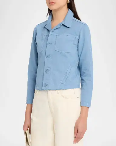 L'Agence Janelle Raw-Edge Button-Front Denim Shirt | Thumbnail 4 L'Agence Janelle Raw-Edge Button-Front Denim Shirt | Thumbnail 4