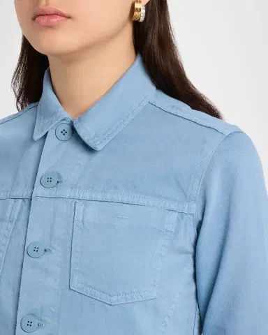 L'Agence Janelle Raw-Edge Button-Front Denim Shirt | Thumbnail 5 L'Agence Janelle Raw-Edge Button-Front Denim Shirt | Thumbnail 5