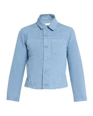 L'Agence Janelle Raw-Edge Button-Front Denim Shirt | Thumbnail 1 L'Agence Janelle Raw-Edge Button-Front Denim Shirt | Thumbnail 1