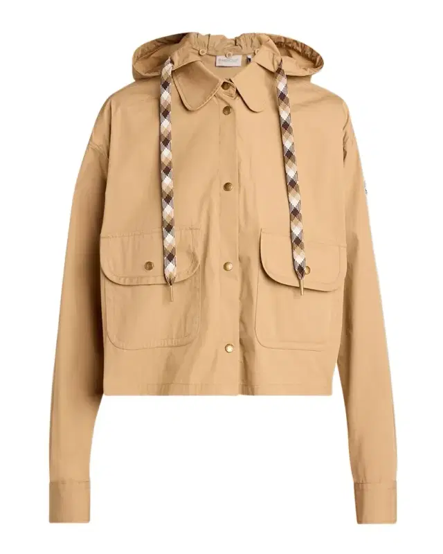 Cotton Blend Hooded Shirt Jacket