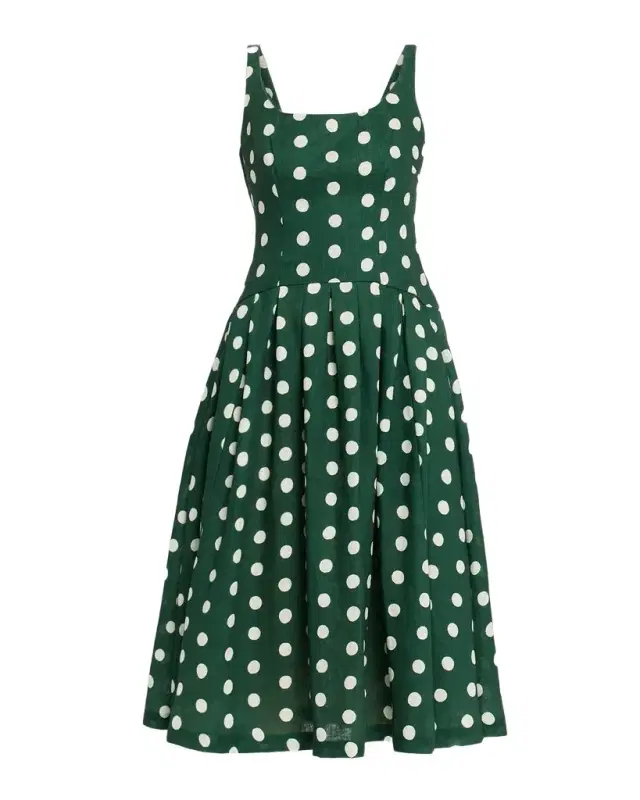 Cara Cara Regio Dropped-Waist Linen Midi Dress