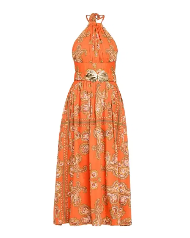 Cara Cara Dena Belted Halter Midi Dress