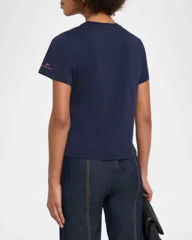 Cinq à Sept Wildflower Embroidered Shrunken Tee | Thumbnail 3 Cinq à Sept Wildflower Embroidered Shrunken Tee | Thumbnail 3