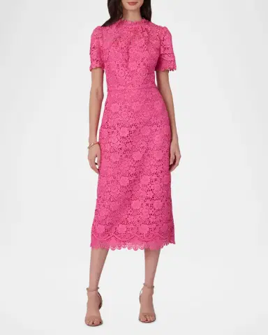 Shoshanna Vivienne Scalloped Floral Lace Midi Dress | Thumbnail 2