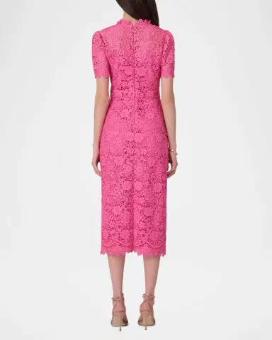 Shoshanna Vivienne Scalloped Floral Lace Midi Dress | Thumbnail 3