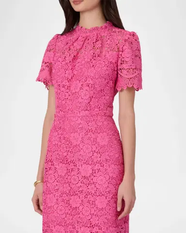 Shoshanna Vivienne Scalloped Floral Lace Midi Dress | Thumbnail 4