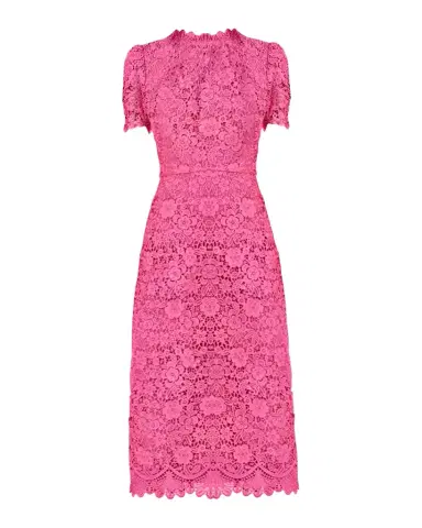 Shoshanna Vivienne Scalloped Floral Lace Midi Dress | Thumbnail 1