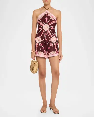 Cara Cara Corfu Seashell Silk Halter Top | Thumbnail 2