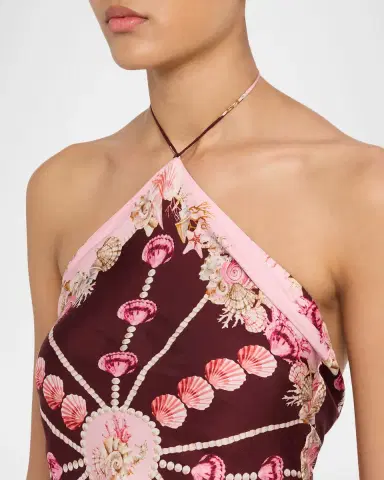 Cara Cara Corfu Seashell Silk Halter Top | Thumbnail 5