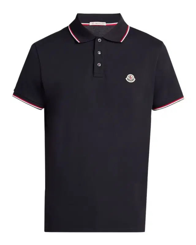 Moncler en 's Striped-Trim Cotton Pique Polo Shirt