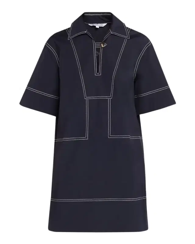 Veronica Beard Phelix Cotton Poplin Mini Tunic Dress