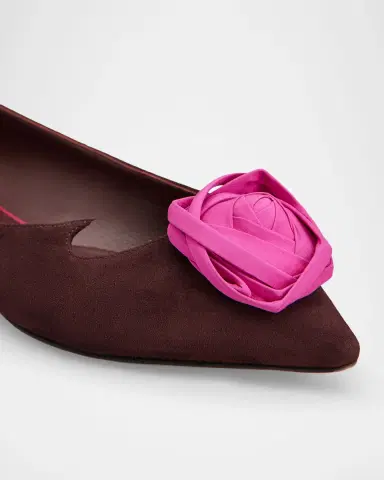 Roger Vivier I Love Vivier Rosette Suede Ballerina Flats | Thumbnail 2