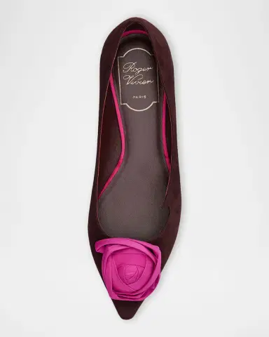 Roger Vivier I Love Vivier Rosette Suede Ballerina Flats | Thumbnail 3