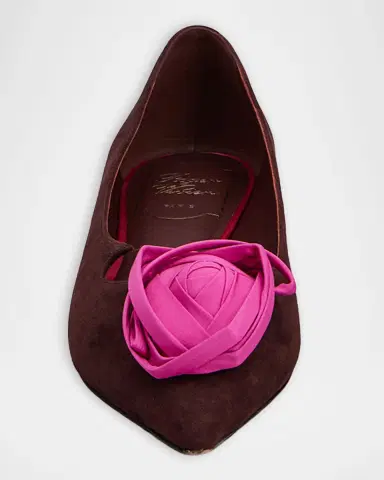 Roger Vivier I Love Vivier Rosette Suede Ballerina Flats | Thumbnail 4