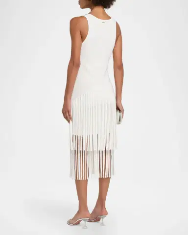 Toccin Patricia V-Neck Seamed Midi Dress with Fringe | Thumbnail 3 Toccin Patricia V-Neck Seamed Midi Dress with Fringe | Thumbnail 3