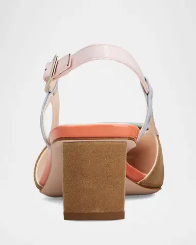 Roger Vivier 45mm Belle Vivier Patent Leather and Suede Lacquered Buckle Slingback Pumps | Thumbnail 5