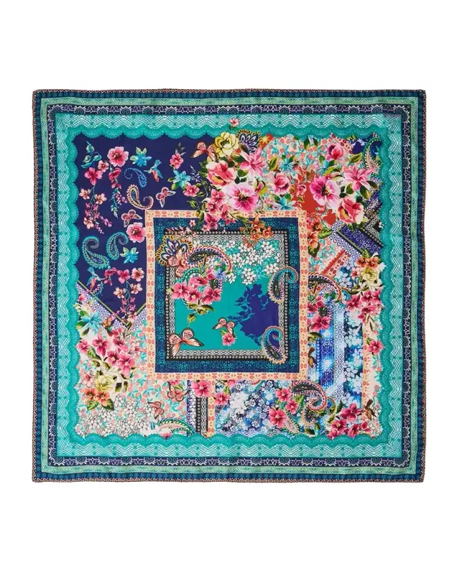 Romana Floral-Print Silk Square Scarf