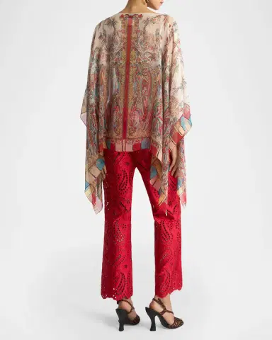 Etro Paisley Foliage Motif Silk Poncho Top | Thumbnail 3 Etro Paisley Foliage Motif Silk Poncho Top | Thumbnail 3