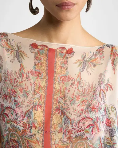 Etro Paisley Foliage Motif Silk Poncho Top | Thumbnail 4 Etro Paisley Foliage Motif Silk Poncho Top | Thumbnail 4