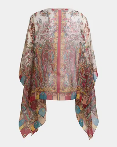 Etro Paisley Foliage Motif Silk Poncho Top | Thumbnail 5 Etro Paisley Foliage Motif Silk Poncho Top | Thumbnail 5