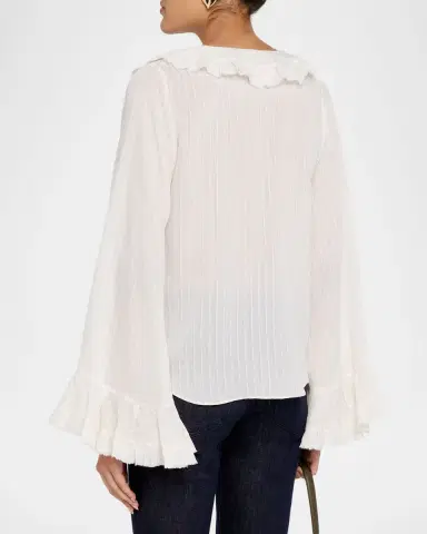Dorothee Schumacher Striped Ruffle Lace-Up Blouse | Thumbnail 3